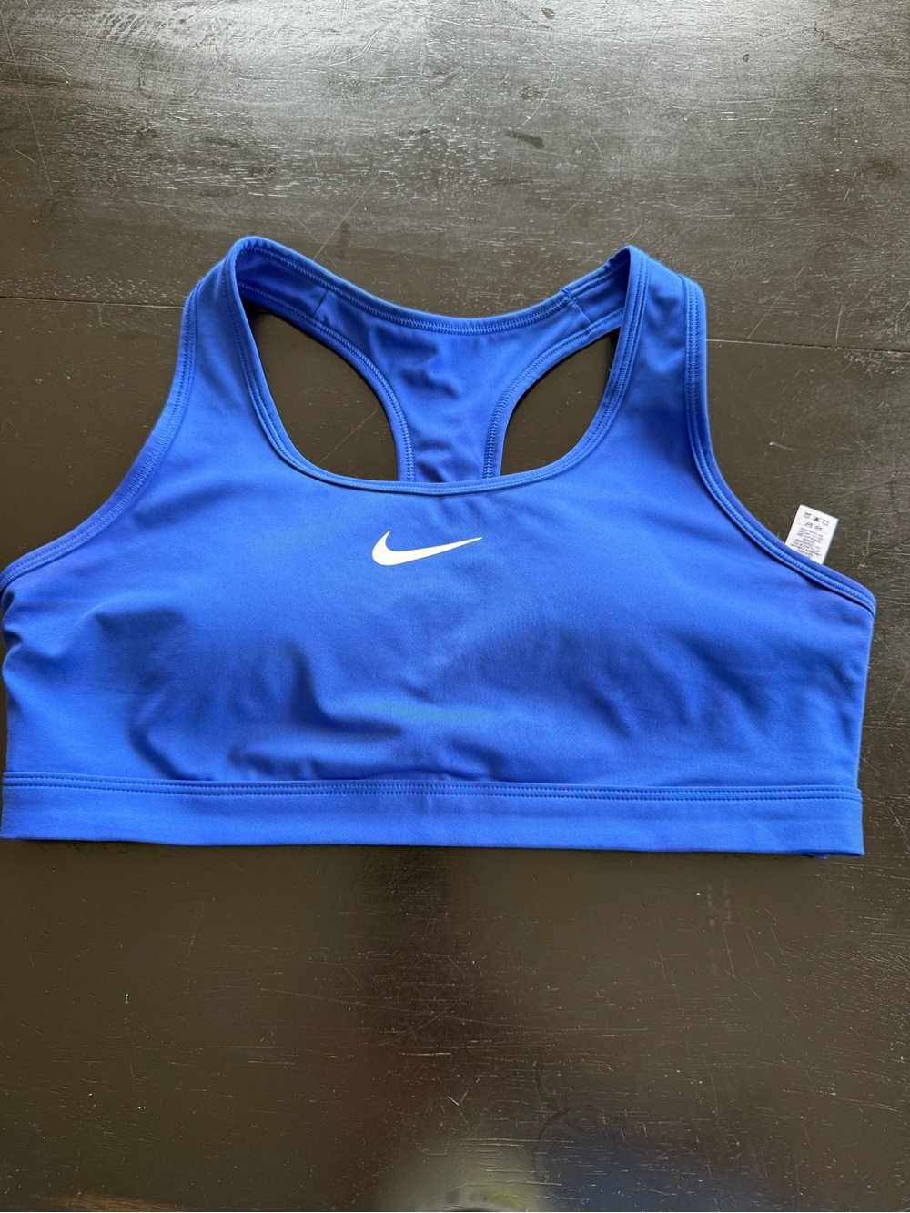 Nike Royal Blue Racerback Sports Bra with White Swoosh